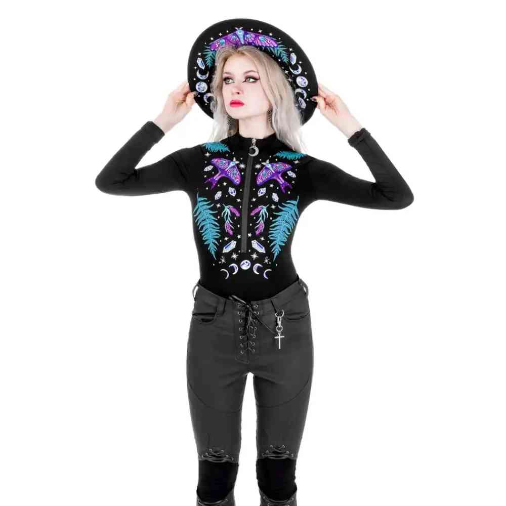 Restyle - Enchanted Forest Bodysuit - Black/Multicolours